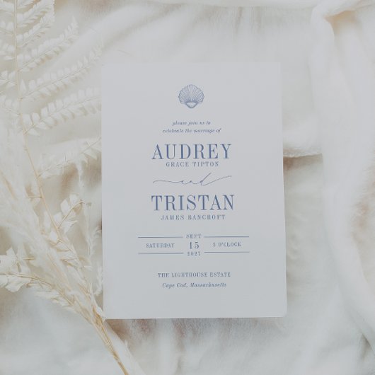 CAPE COD Coastal Blue Wedding Kaart