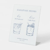 CAPE COD Coastal Blue Wedding Signature Drinken Reclamebord Met Voetstuk (Voorkant)