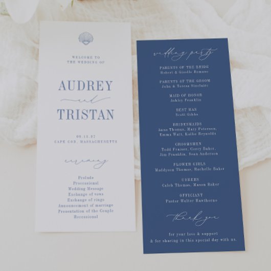 Cape COD Coastal Wedding Programmakaart
