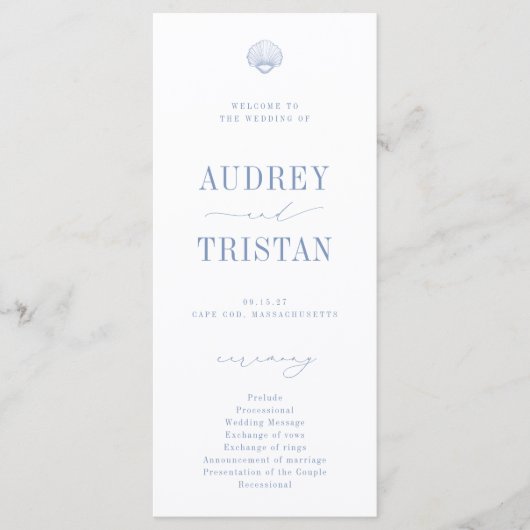 Cape COD Coastal Wedding Programmakaart (Voorkant)