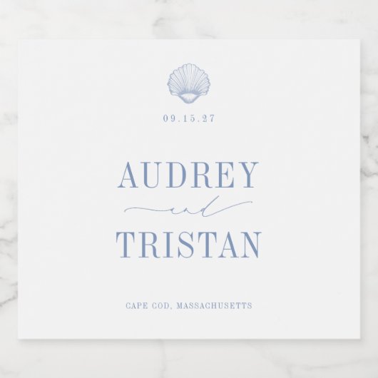 Cape COD Coastal Wedding Sparkling Wijnetiket (Enkel label)