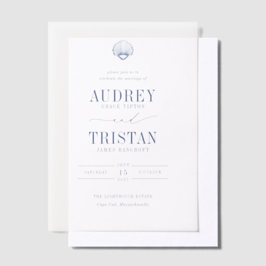 CAPE COD COASTAL Wedding Vellum Uitnodigingen (Offset)