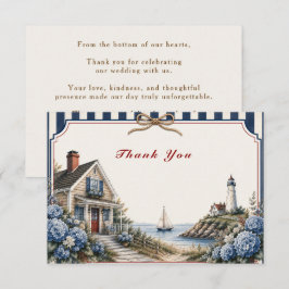 Cape Cod Cottage Kust Bruiloft Dankkaart RSVP Kaartje