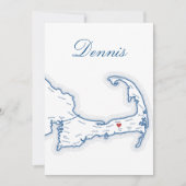 Cape Cod Dennis kaart huwelijks tafel naamkaart (Voorkant)