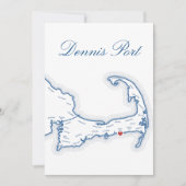 Cape Cod Dennis Port Kaart Bruiloft Tafel Naamkaar (Voorkant)