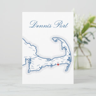 Cape Cod Dennis Port Kaart Bruiloft Tafel Naamkaar