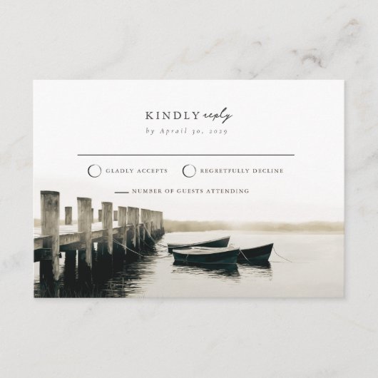 Cape Cod Dock Mail Back Moody Coastal RSVP Kaart (Voorkant)