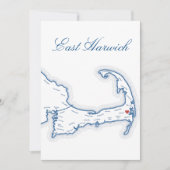 Cape Cod East Harwich kaart bruiloft tafel naamkaa (Voorkant)