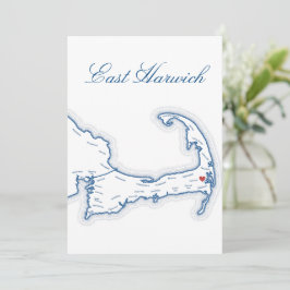 Cape Cod East Harwich kaart bruiloft tafel naamkaa