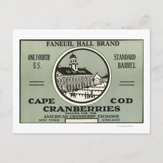 Cape Cod Faneuil Hall Brand Cranberry Label Briefkaart (Voorkant)