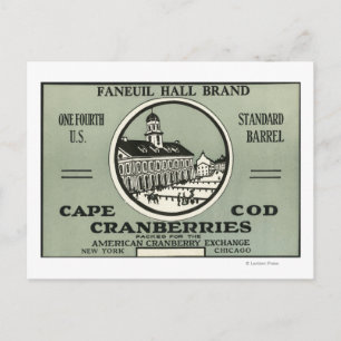 Cape Cod Faneuil Hall Brand Cranberry Label Briefkaart