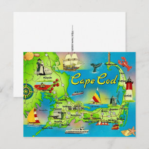 Cape Cod geïllustreerde ansichtkaart Briefkaart