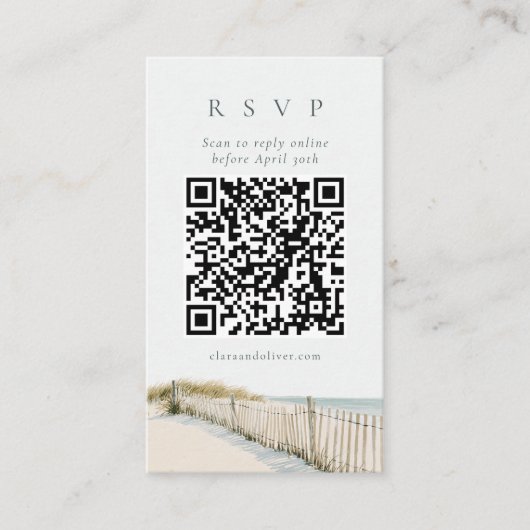 Cape Cod Golden Gras Serif QR Code RSVP Kaart (Voorkant)