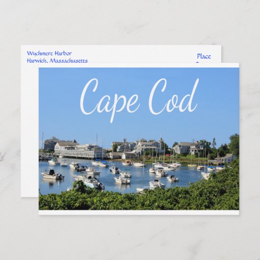 Cape Cod, Harwich MA Wychmere Harbour Briefkaart (Voorkant / Achterkant)