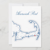 Cape Cod Harwich Port Kaart Bruiloft Tafel Naamkaa (Voorkant)