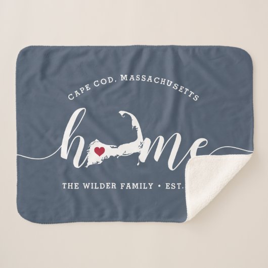 Cape Cod Home Town Personalized Sherpa Blanket Deken (Voorkant (horizontaal))