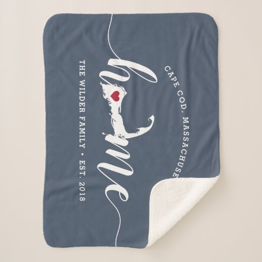 Cape Cod Home Town Personalized Sherpa Blanket Sherpa Deken (Voorkant)