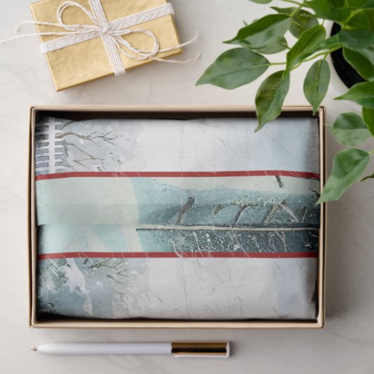 Cape Cod House Vrolijk kerstfeest Sneeuwwitje Bome Tissuepapier (Geschenk)