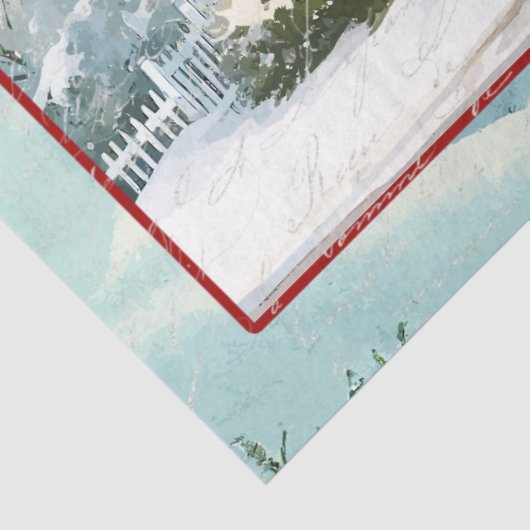 Cape Cod House Vrolijk kerstfeest Sneeuwwitje Bome Tissuepapier (Detail)