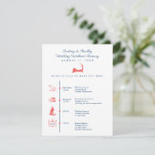 Cape Cod Huwelijksreceptie Overzicht Tijdschema Informatiekaartje (Staand voorkant)