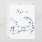 Cape Cod Hyannis Kaart Bruidstafel Naamkaart (Voorkant)