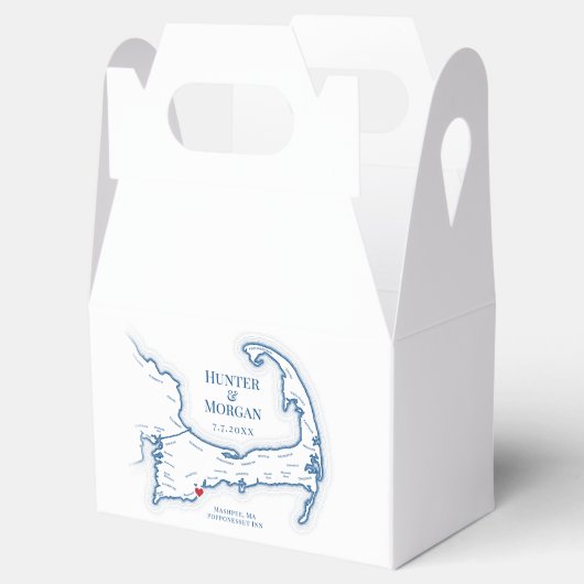 Cape Cod Kaart Bestemming Bruiloft Elegant Bedankdoosjes (Geopend)