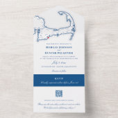 Cape Cod Kaart Elegant Navy Bruiloft (Binnen)