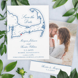 Cape Cod kaart Elegante bestemming bruiloft