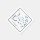 Cape Cod kaart Elegante gepersonaliseerde bruiloft Servet (Hoek)