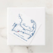 Cape Cod kaart Navy Blue bruiloft Bedankjes Labels (In situ)