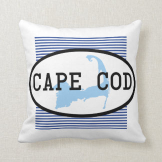 Cape Cod Kaart Silhouet Nautilus Blauw Kussen