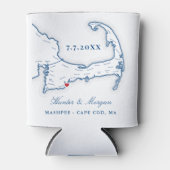 Cape Cod Kaart Trouwgunst Drankhouder Blikjeskoeler (Voorkant)