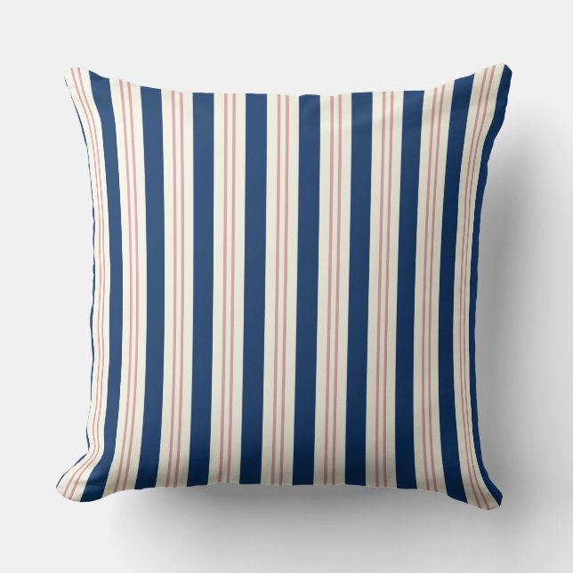 Cape Cod kussen, blauw goud kussen, kust gestreept Kussen (Voorkant)