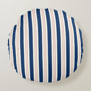 Cape Cod kussen, blauw goud kussen, kust gestreept Rond Kussen