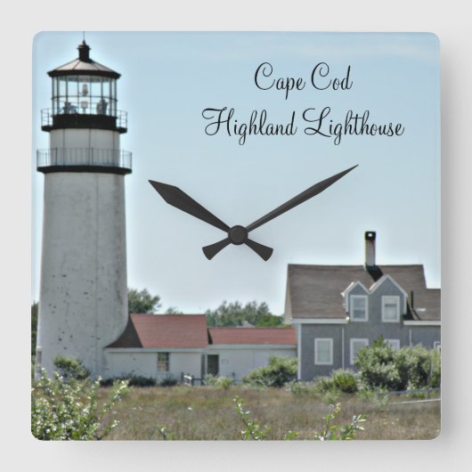 Cape Cod Lighthouse Square Wall Clock Vierkante Klok (Voorkant)