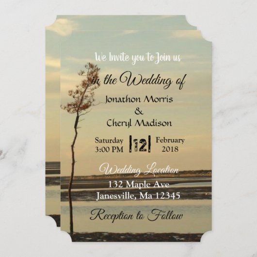 Cape Cod Lone Tree on Beach Uitnodigingen voor bru (Voorkant / Achterkant)