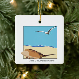Cape Cod, MA Hoefijzer krab Seagull Beach Keramisch Ornament