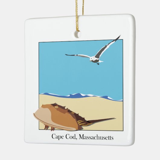 Cape Cod, MA Hoefijzer krab Zee meeuw strand Keramisch Ornament (Links)