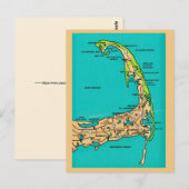 Cape Cod MA Kaart Ansichtkaart (Voorkant / Achterkant)