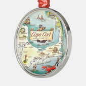Cape Cod MA Kaart Metalen Ornament (Links)