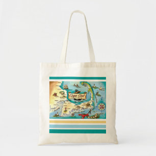 Cape Cod MA Kaart Tote Bag
