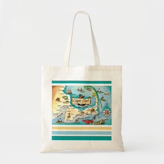 Cape Cod MA Kaart Tote Bag (Voorkant)