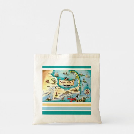 Cape Cod MA Map Tote Bag (Achterkant)