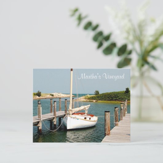 Cape Cod MA Martha's Vineyard Harbor Post Card Briefkaart (Staand voorkant)