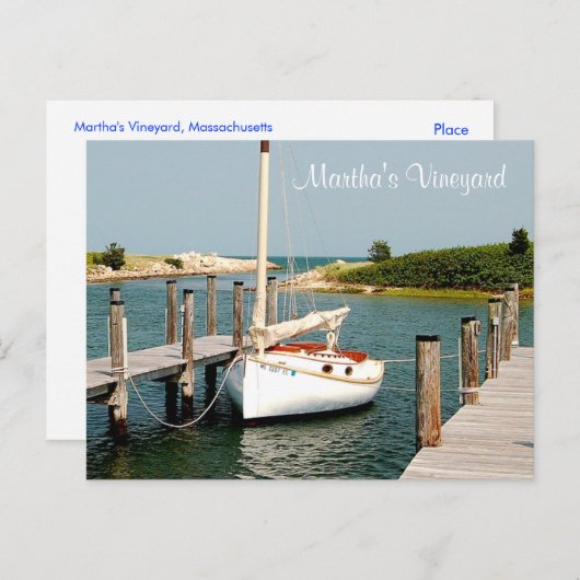 Cape Cod MA Martha's Vineyard Harbor Post Card Briefkaart (Voorkant / Achterkant)