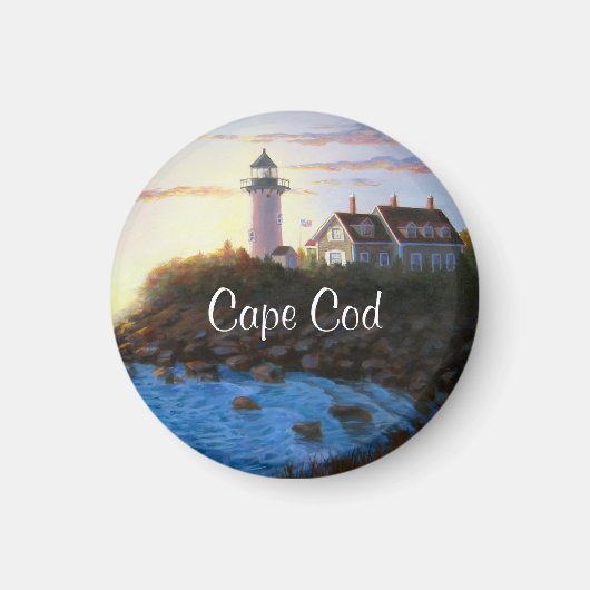 Cape Cod MA Nobska vuurtoren schilderij magneet (Voorkant)