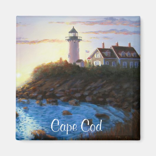 Cape Cod MA Nobska vuurtoren schilderij magneet (Voorkant)