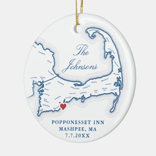 Cape Cod MA trouwfoto eerste kerst Keramisch Ornament (Links)