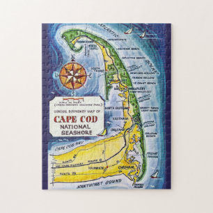Cape Cod Ma Vintage 11x14 Kaart Legpuzzel