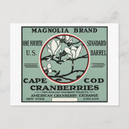 Cape Cod Magnolia Brand Cranberry Label Briefkaart (Voorkant)